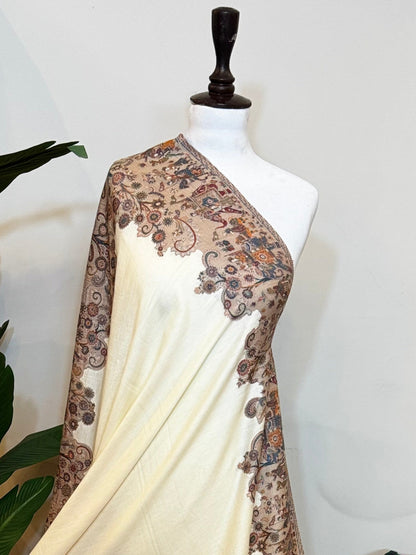 Darbari White Kani Pashmina Shawl