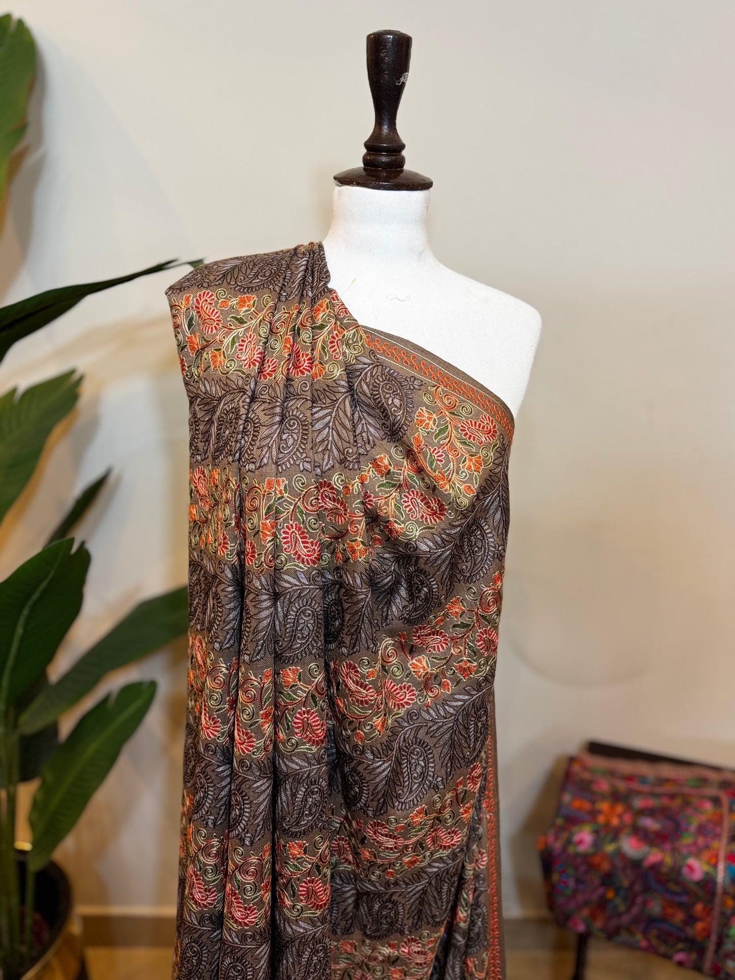 Kalamkari Pashmina Shawl (Brown)