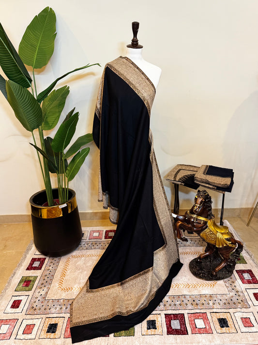 Zari Border Pashmina Shawl ( Black )