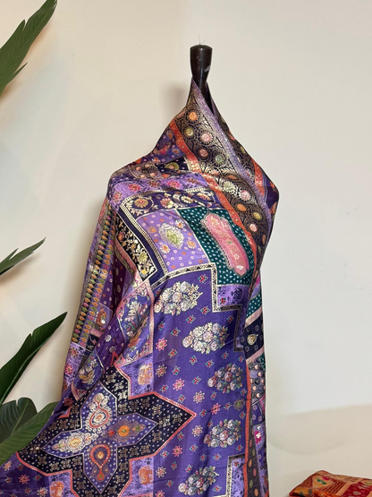 Kani Silk Pashmina Shawl ( Purple Shade )