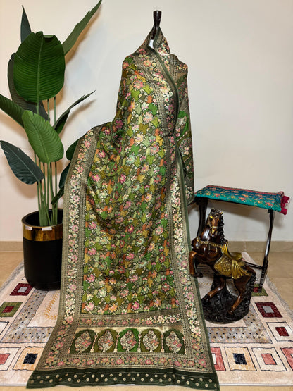 Kani Silk Pashmina Shawl ( Greenish Shade )