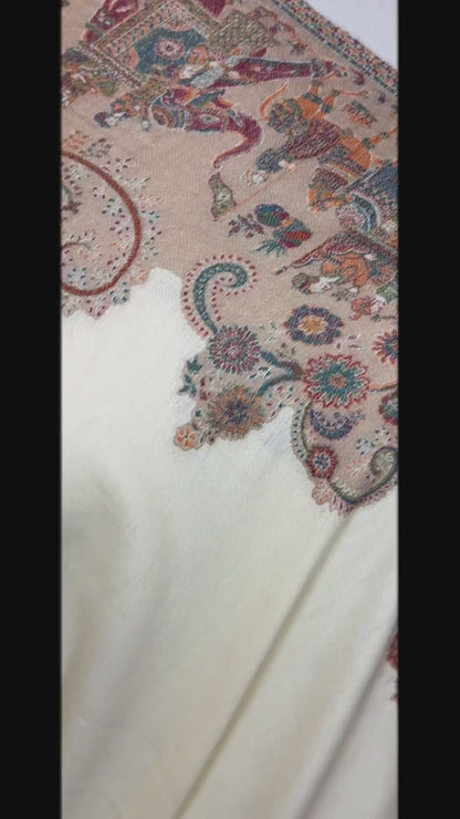 Darbari White Kani Pashmina Shawl